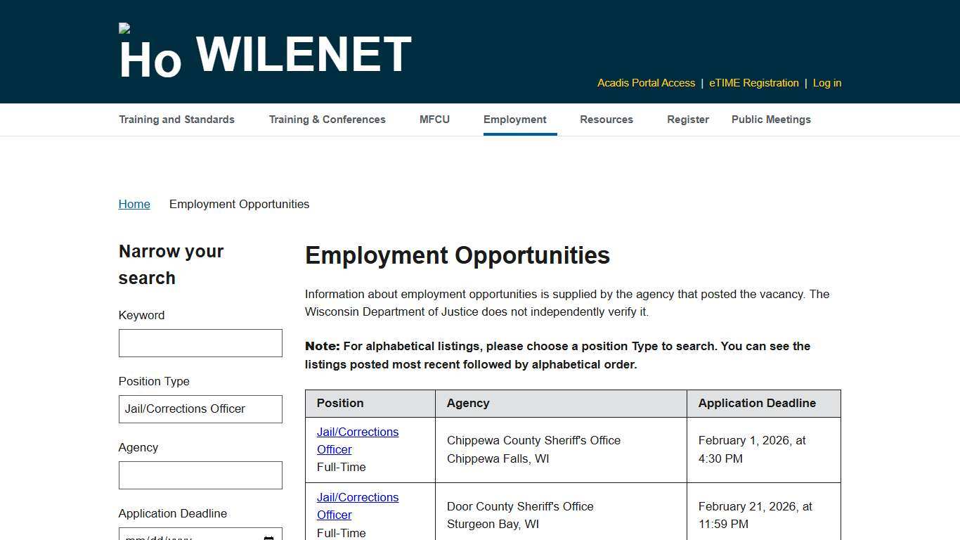 Employment Opportunities | WILENET